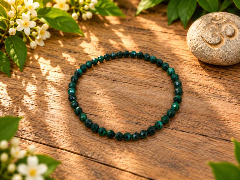 Pulsera Malaquita bola facetada